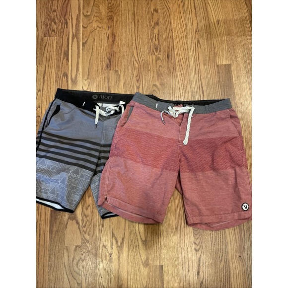 Vuori Other - Lot Of 2 Vuori Men's Board Shorts Gray Stripes Pink Stripes Size 32 9" Inseam